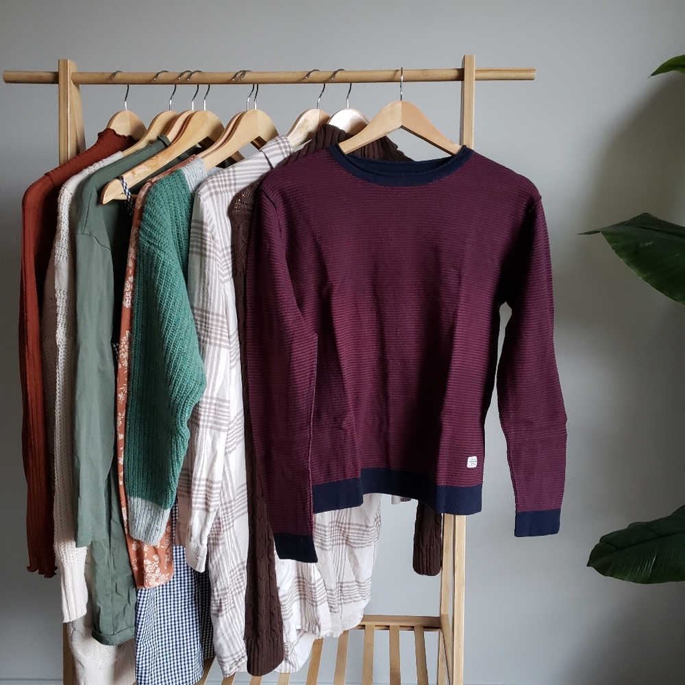 JACK&JONES Red and Navy Long Sleeve Sweater